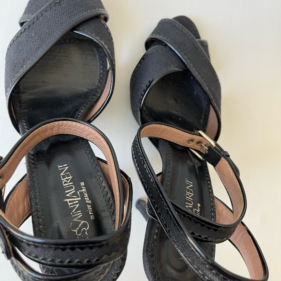 Saint Laurent YSL authentic heels pumps sandal open toe black strappy - Picture 2 of 5